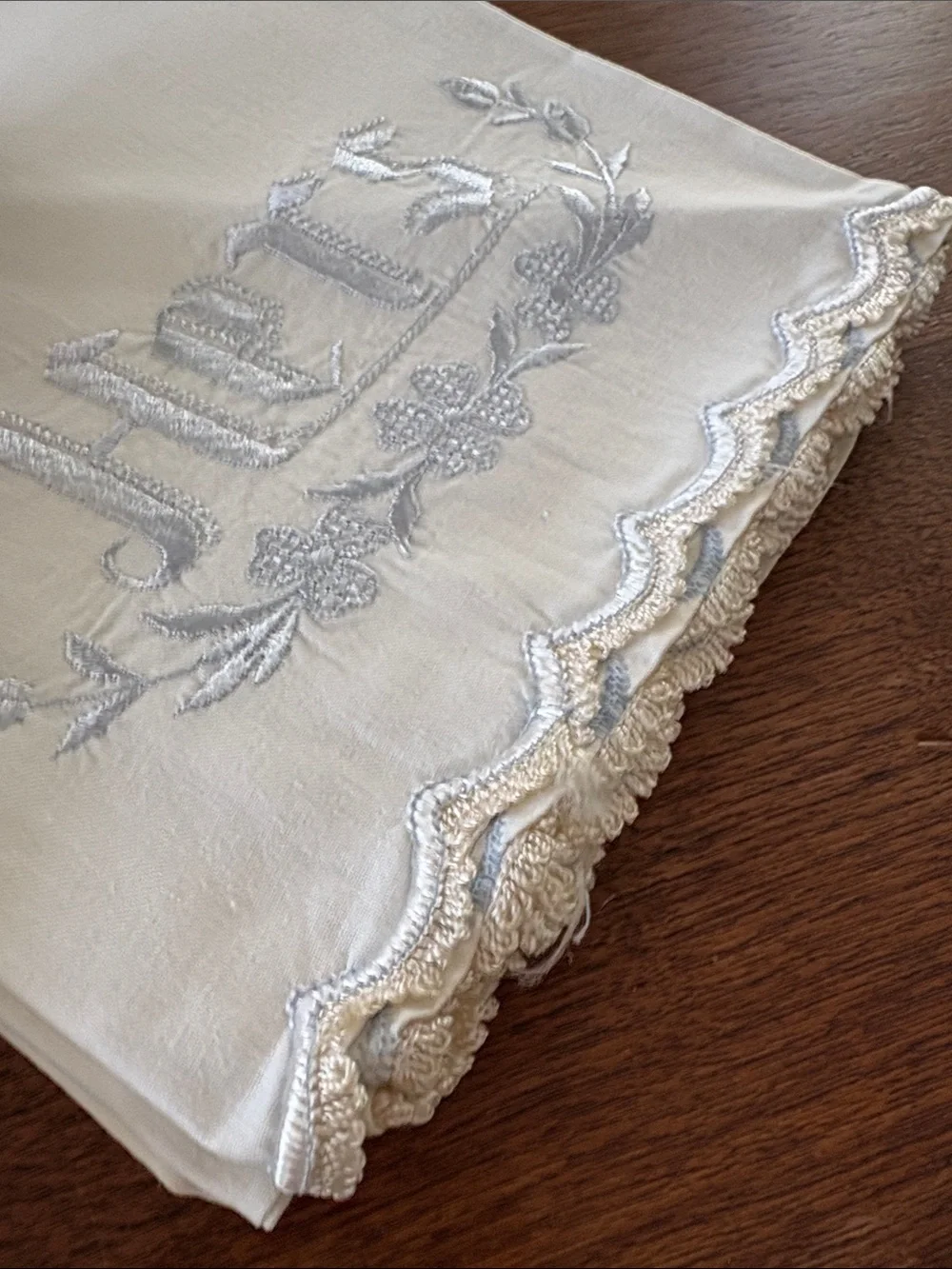 Vintage White Embroidered 'His' and 'Hers' Decorative Towels